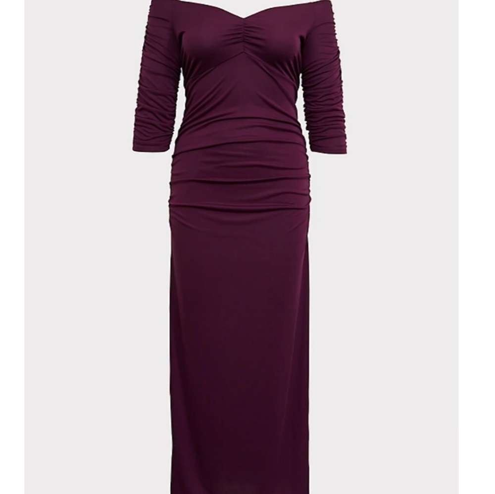 SPECIAL OCCASION BLACK JERSEY OFF SHOULDER GOWN